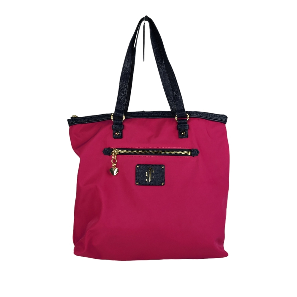 Juicy Couture bright pink large zippered tote bag